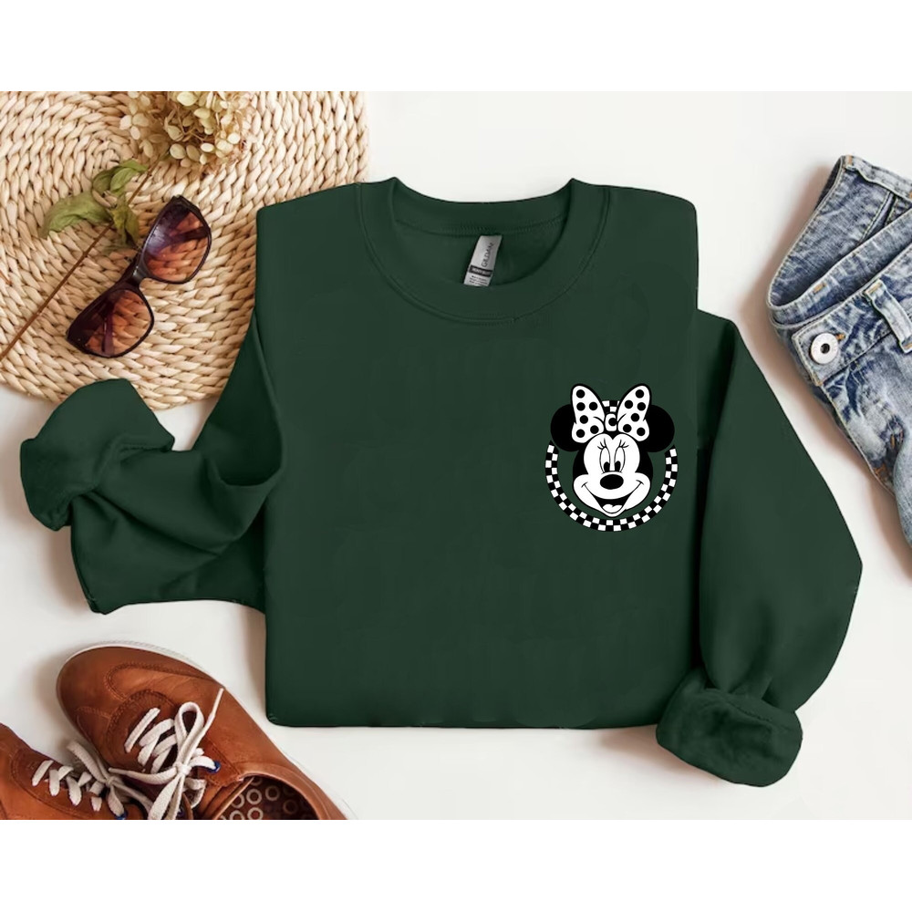 Checkered Mickey Minnie Sweatshirt, Vintage Mickey Minnie Sweatshirt, Retro Disney Couple Sweatshirt, Disney Matching Shirt, Mickey Head - 5.jpg