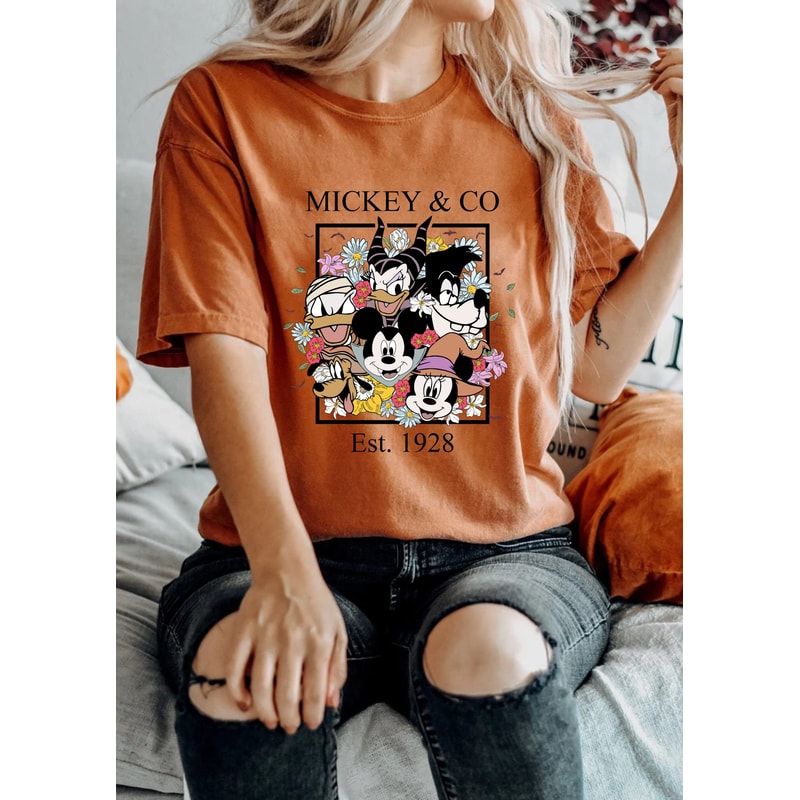 Mickey & Co Halloween Comfort ColorsĀ® Shirt, Mickey and Friends Floral Halloween Shirt, Disney Spooky Shirt, Disney Halloween Party Shirt - 3.jpg