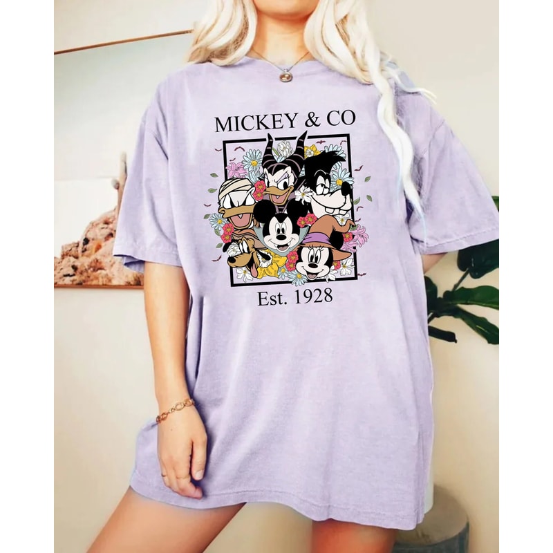 Mickey & Co Halloween Comfort ColorsĀ® Shirt, Mickey and Friends Floral Halloween Shirt, Disney Spooky Shirt, Disney Halloween Party Shirt - 4.jpg