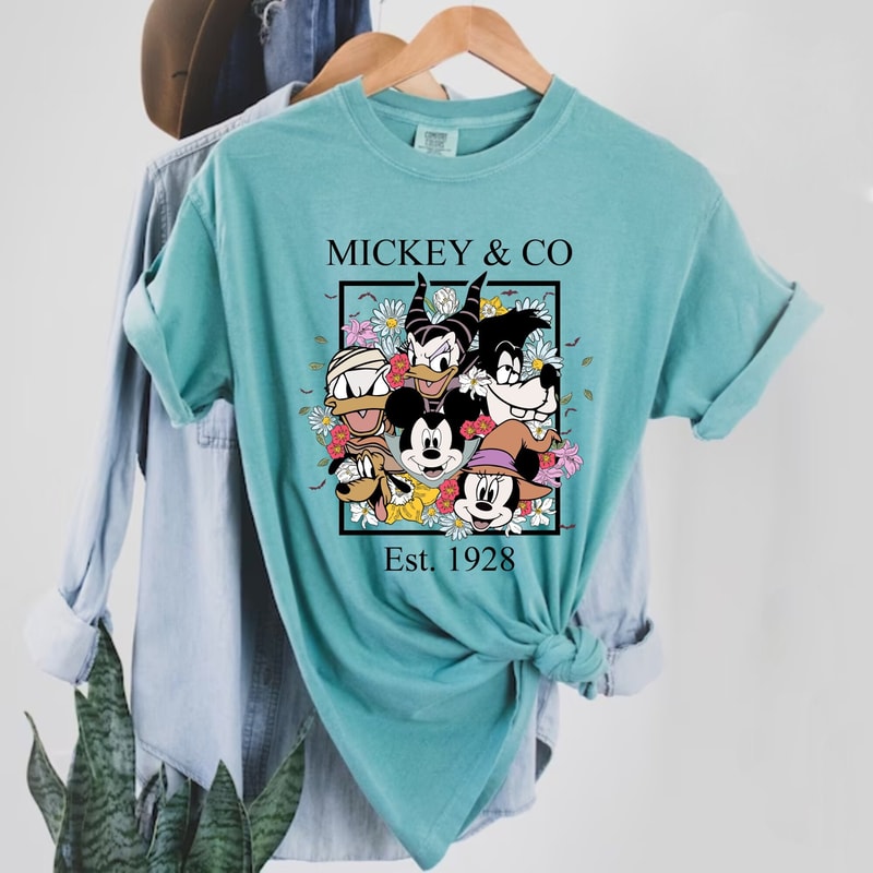 Mickey & Co Halloween Comfort ColorsĀ® Shirt, Mickey and Friends Floral Halloween Shirt, Disney Spooky Shirt, Disney Halloween Party Shirt - 5.jpg