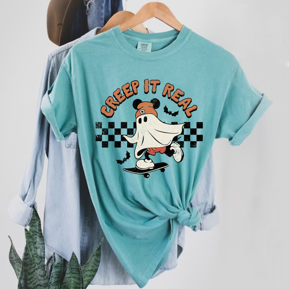 Mickey Ghost Skateboarding Creep It Real Comfort Colors® Shirt, Mickey Spooky Season Shirt, Mickey Boo Shirt, Disney Halloween Toddler Shirt - 3.jpg