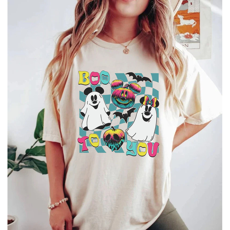 Mickey Minnie Boo To You Comfort Colors® Shirt, Mickey Minnie Ghost Halloween Shirt, Disney Spooky Season Shirt, Mickey Minnie Pumpkin Shirt - 1.jpg