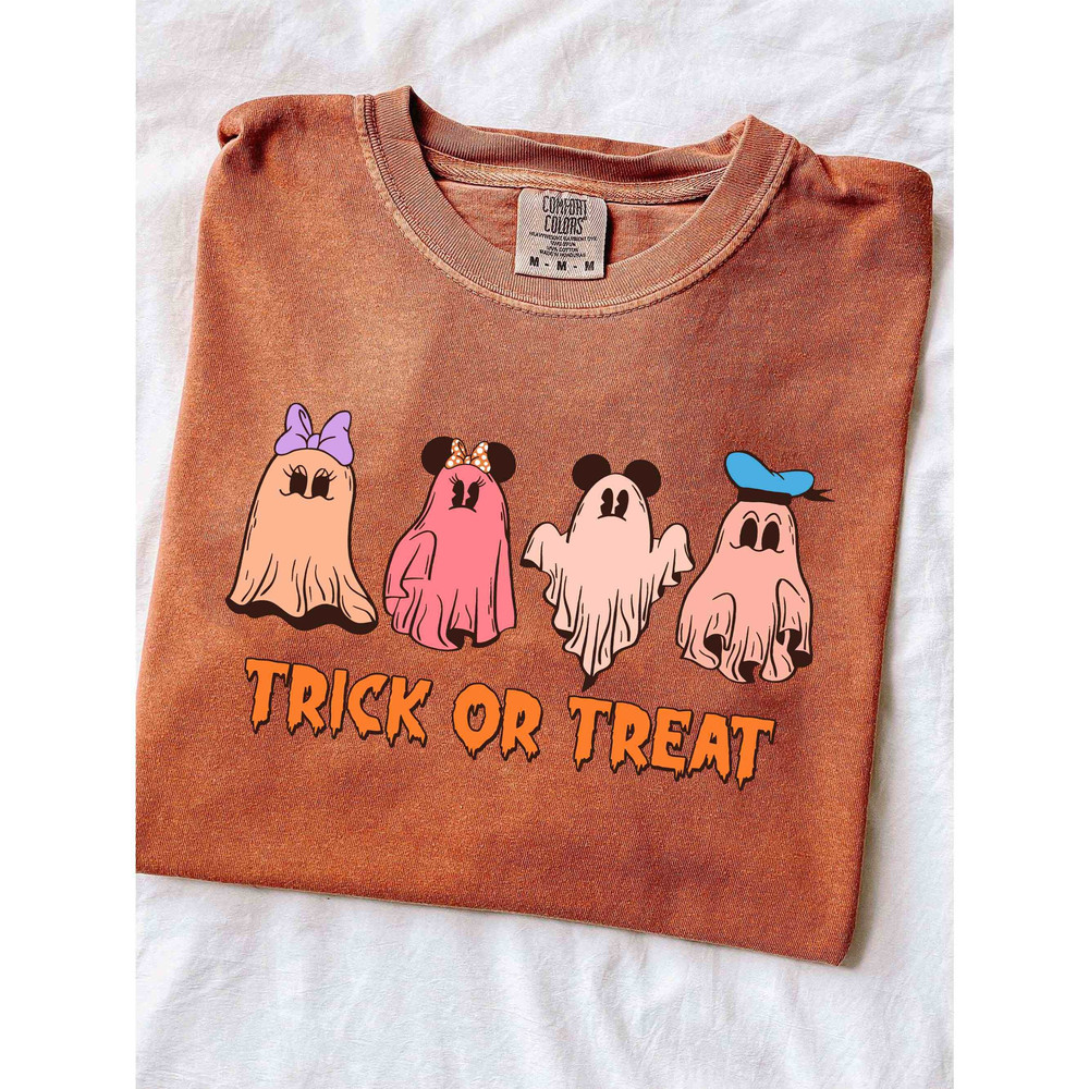 Mickey Minnie Ghost Trick Or Treat Comfort Colors® Shirt, Disney Boo Halloween Shirt, Spooky Season Shirt, Disney Halloween Party Shirt - 3.jpg