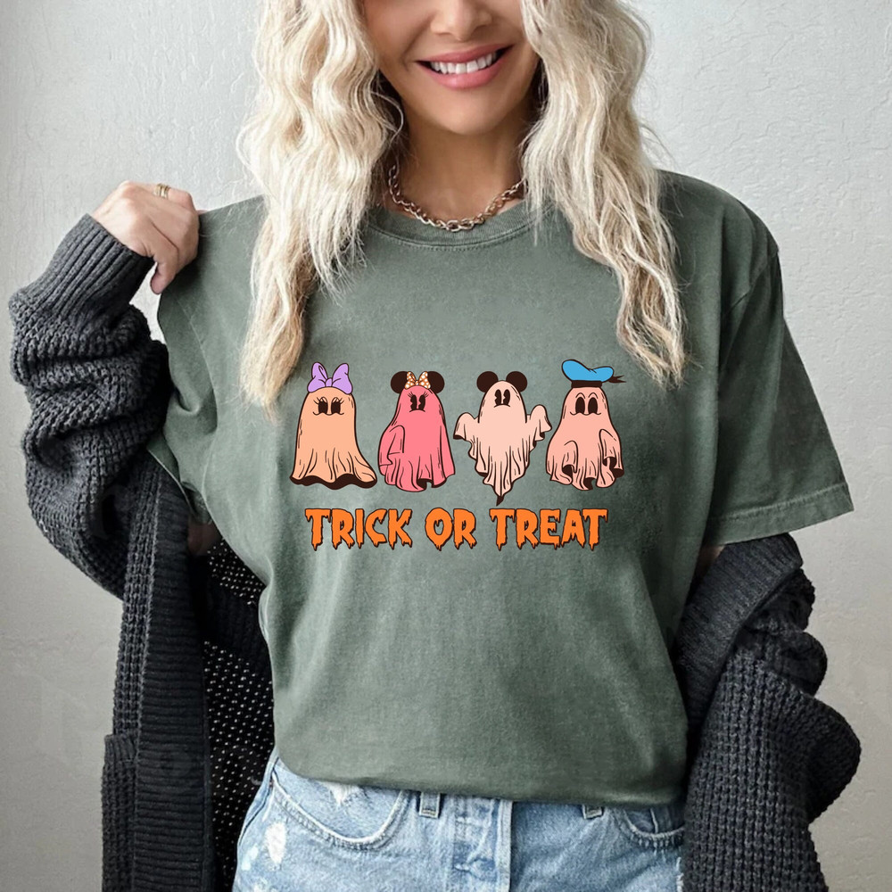 Mickey Minnie Ghost Trick Or Treat Comfort Colors® Shirt, Disney Boo Halloween Shirt, Spooky Season Shirt, Disney Halloween Party Shirt - 4.jpg