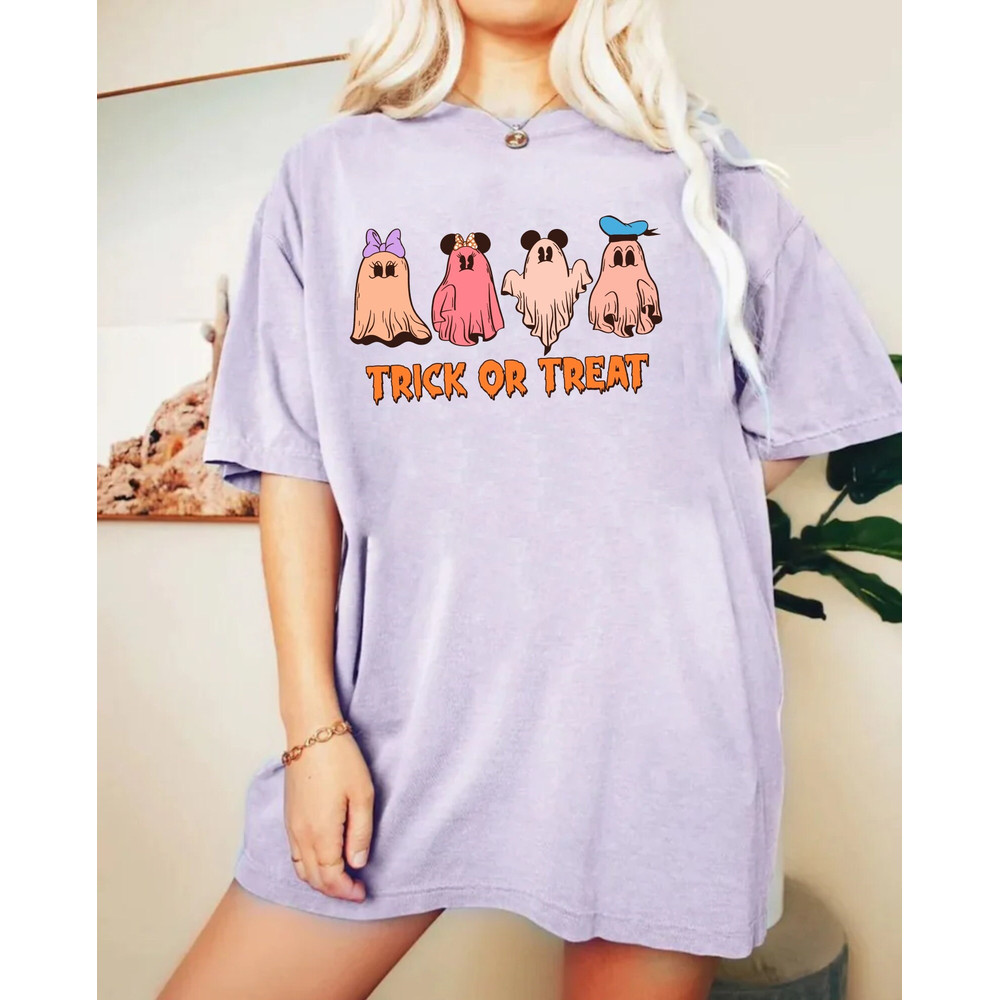 Mickey Minnie Ghost Trick Or Treat Comfort Colors® Shirt, Disney Boo Halloween Shirt, Spooky Season Shirt, Disney Halloween Party Shirt - 5.jpg