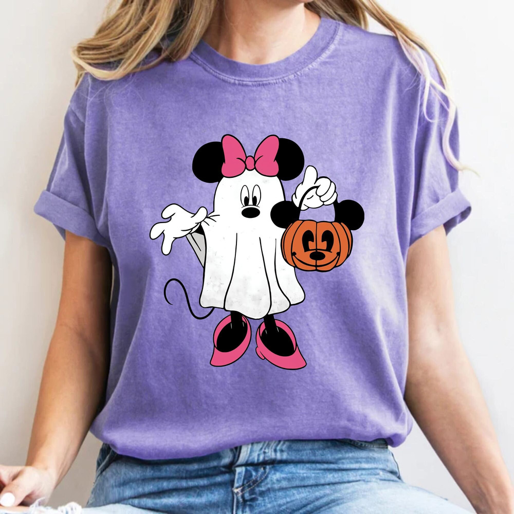 Minnie Ghost Holding Pumpkin Comfort Colors® Shirt, Minnie Mouse Halloween Shirt, Minnie Boo, Disney Spooky Shirt, Disney Halloween Shirt - 1.jpg