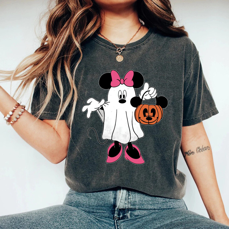 Minnie Ghost Holding Pumpkin Comfort Colors® Shirt, Minnie Mouse Halloween Shirt, Minnie Boo, Disney Spooky Shirt, Disney Halloween Shirt - 2.jpg