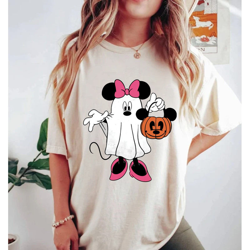 Minnie Ghost Holding Pumpkin Comfort Colors® Shirt, Minnie Mouse Halloween Shirt, Minnie Boo, Disney Spooky Shirt, Disney Halloween Shirt - 4.jpg
