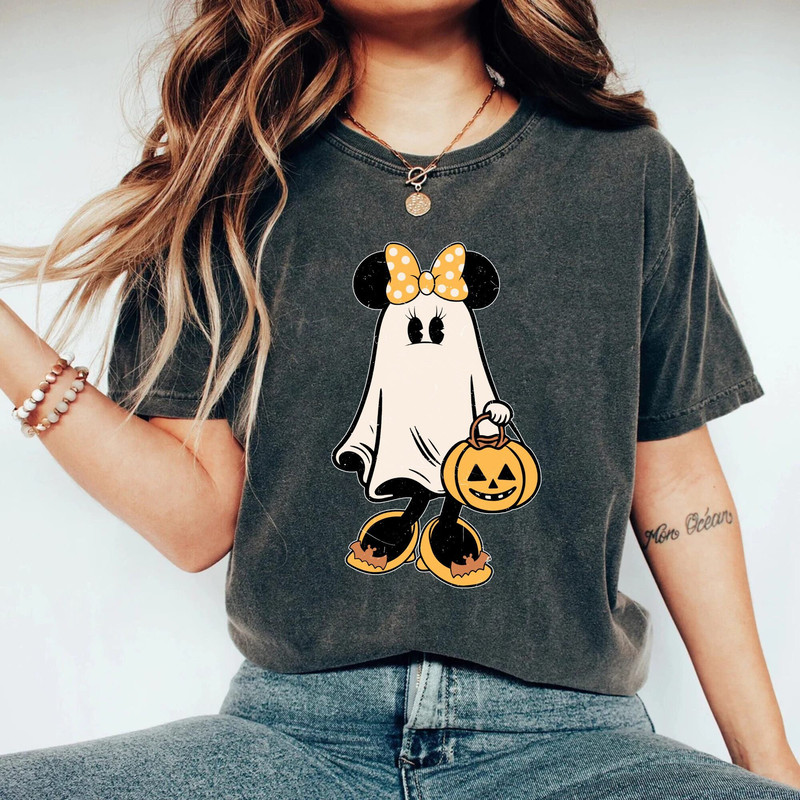 Minnie Pumpkin Halloween Comfort Colors® Shirt, Minnie Mouse Halloween Shirt, Minnie Ghost Tee, Disney Spooky Shirt, Disney Halloween Shirt - 2.jpg