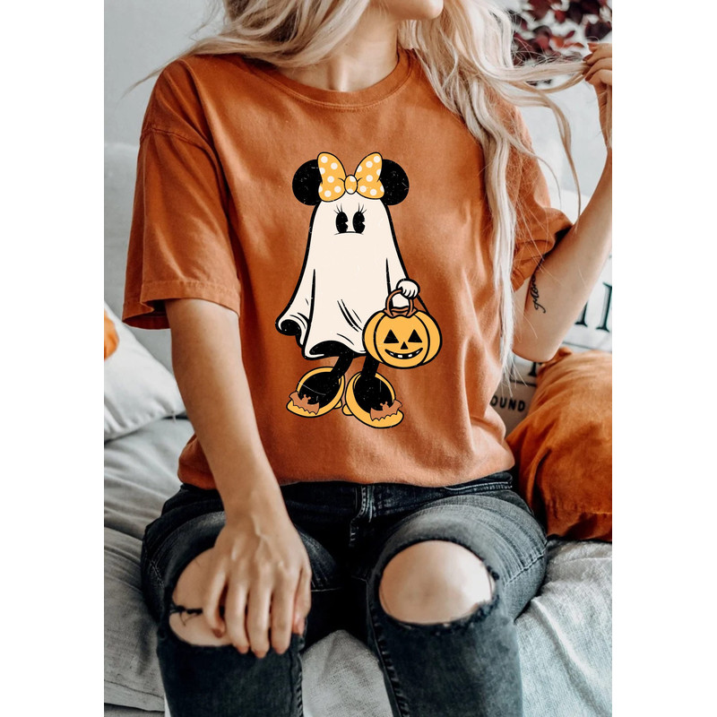 Minnie Pumpkin Halloween Comfort Colors® Shirt, Minnie Mouse Halloween Shirt, Minnie Ghost Tee, Disney Spooky Shirt, Disney Halloween Shirt - 3.jpg