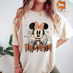 minnie skeleton halloween comfort colors shirt, minnie mouse halloween shirt, pumpkin minnie , disney spooky shirt, disn