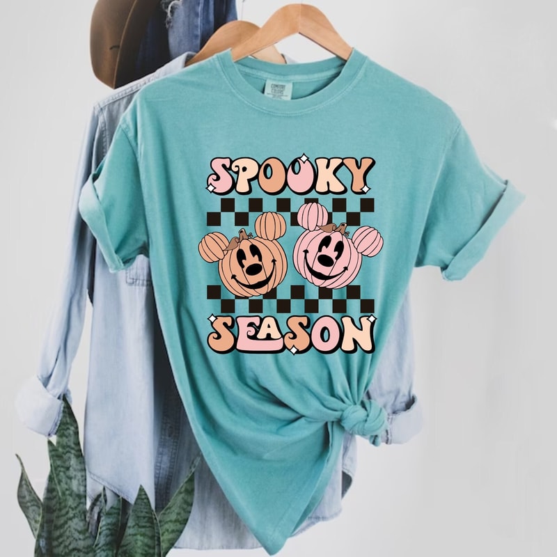 Spooky Season Mickey Pumpkin Checkered Comfort ColorsĀ® Shirt, Disney Halloween Shirt, Disney Spooky Shirt, Disney Halloween Party Shirt - 1.jpg