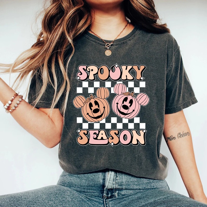 Spooky Season Mickey Pumpkin Checkered Comfort ColorsĀ® Shirt, Disney Halloween Shirt, Disney Spooky Shirt, Disney Halloween Party Shirt - 2.jpg