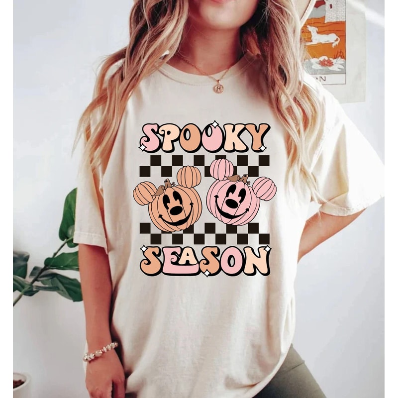 Spooky Season Mickey Pumpkin Checkered Comfort ColorsĀ® Shirt, Disney Halloween Shirt, Disney Spooky Shirt, Disney Halloween Party Shirt - 3.jpg