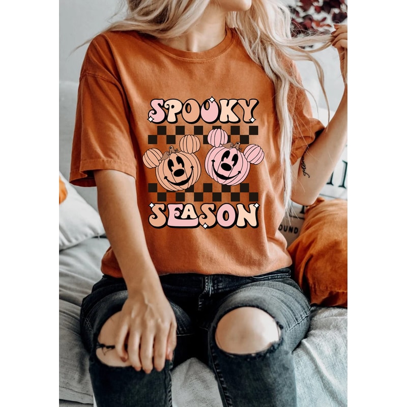 Spooky Season Mickey Pumpkin Checkered Comfort ColorsĀ® Shirt, Disney Halloween Shirt, Disney Spooky Shirt, Disney Halloween Party Shirt - 5.jpg