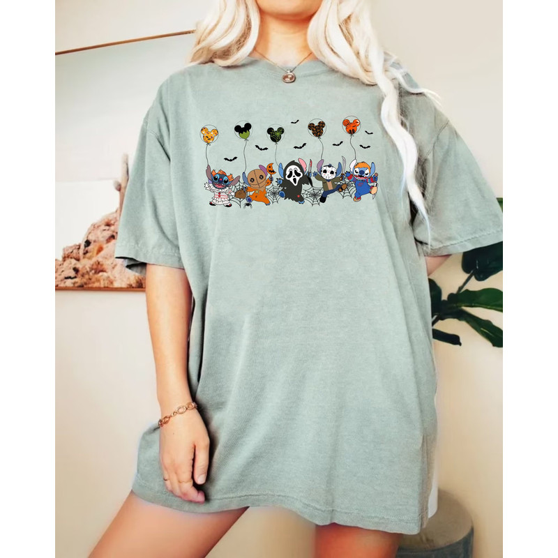 Stitch Halloween Comfort Colors® Shirt, Stitch Horror Balloon Shirt, Disney Spooky Season Shirt, Disney Halloween Shirt,Trick Or Treat Shirt - 4.jpg