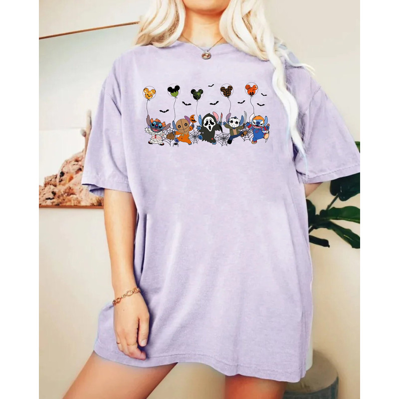 Stitch Halloween Comfort Colors® Shirt, Stitch Horror Balloon Shirt, Disney Spooky Season Shirt, Disney Halloween Shirt,Trick Or Treat Shirt - 5.jpg