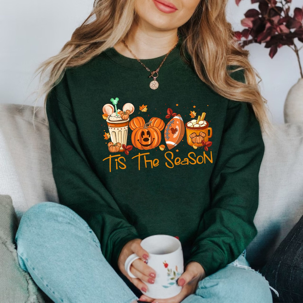 Tis The Season Season Mickey Pumpkin Coffee Sweatshirt, Mickey Halloween Sweatshirt, Mickey Fall Sweater, Disney Halloween Sweater,Fall Gift - 4.jpg