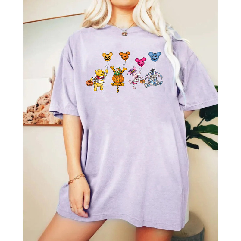 Winnie The Pooh Balloon Halloween Comfort Colors® Shirt, Pooh And Friends Pumpkin Shirt, Disney Spooky Shirt, Disney Halloween Party Shirt - 3.jpg