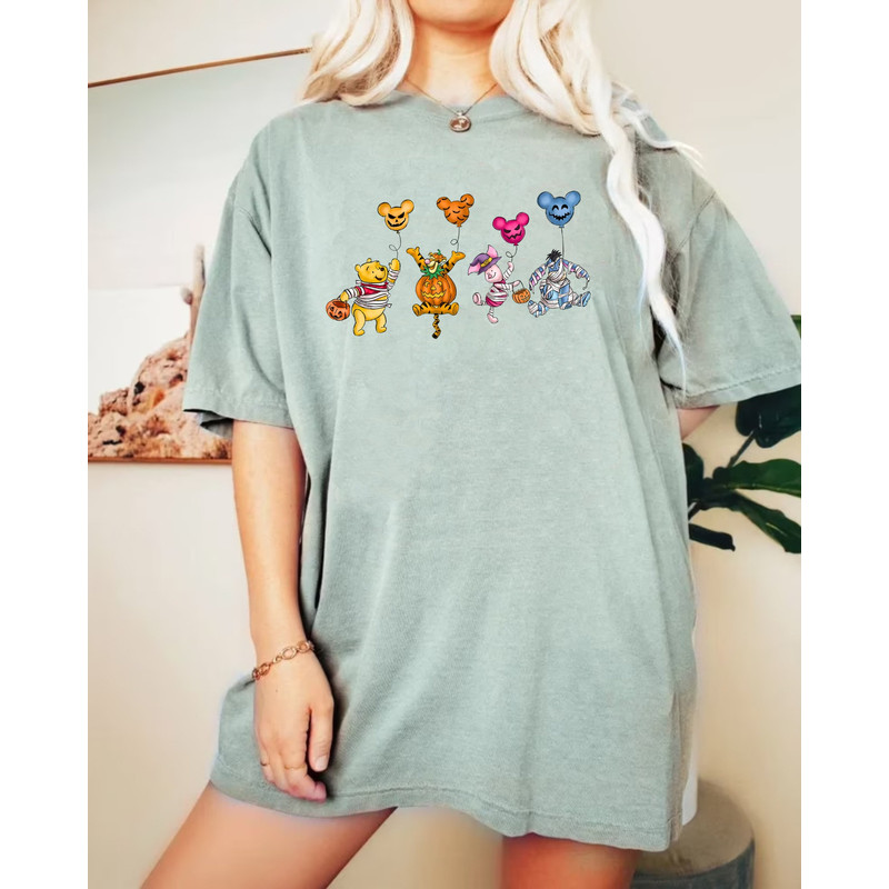 Winnie The Pooh Balloon Halloween Comfort Colors® Shirt, Pooh And Friends Pumpkin Shirt, Disney Spooky Shirt, Disney Halloween Party Shirt - 4.jpg