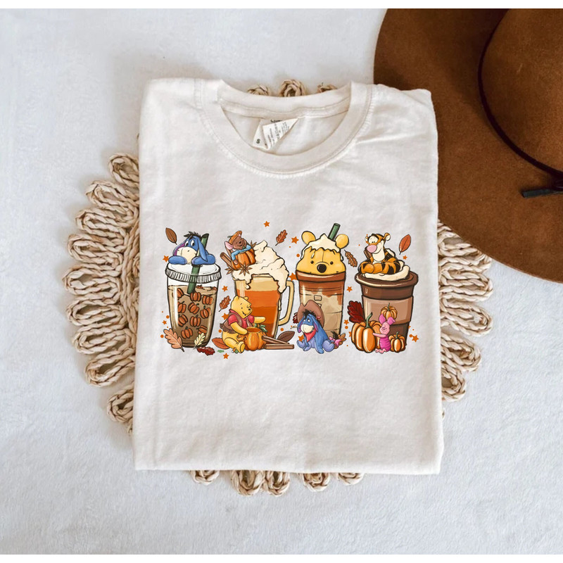 Winnie The Pooh Coffee Latte Comfort Colors® Shirt, Pooh And Friends Pumpkin Halloween Shirt, Disney Spooky Shirt, Disney Halloween Shirt - 1.jpg