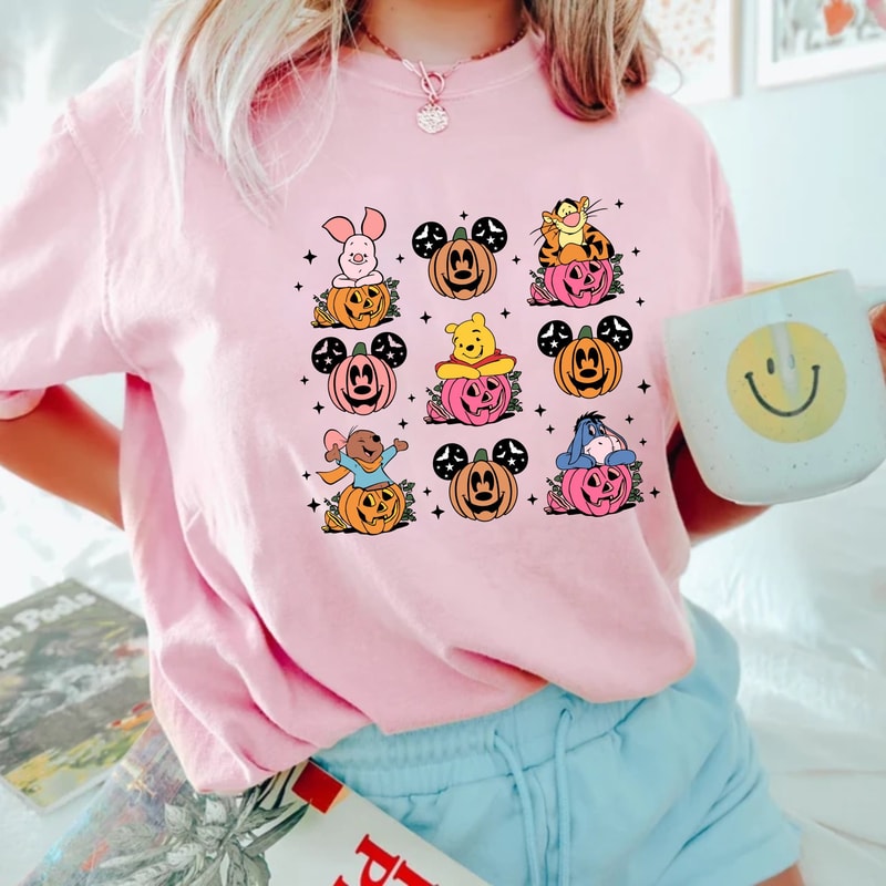 Winnie The Pooh Halloween Mouse Head Comfort ColorsĀ® Shirt, Pooh Pumpkin Shirt, Disney Spooky Season Shirt, Disney Halloween Party Shirt - 5.jpg