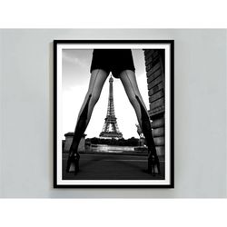 Eiffel Tower Print, Black and White, Fashion Wall Art, Paris Photography, Vintage Poster, Teen Girl Room Decor, Printabl