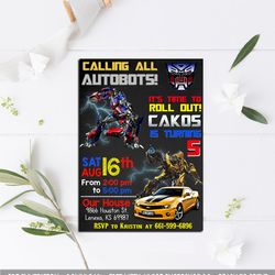 transformers invitation, transformers birthday invitation, transformers birthday party invitation, transformers card
