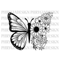 butterfly svg , butterfly flower svg , floral butterfly svg , flowers svg , floral svg , floral shirt svg , flower svg ,