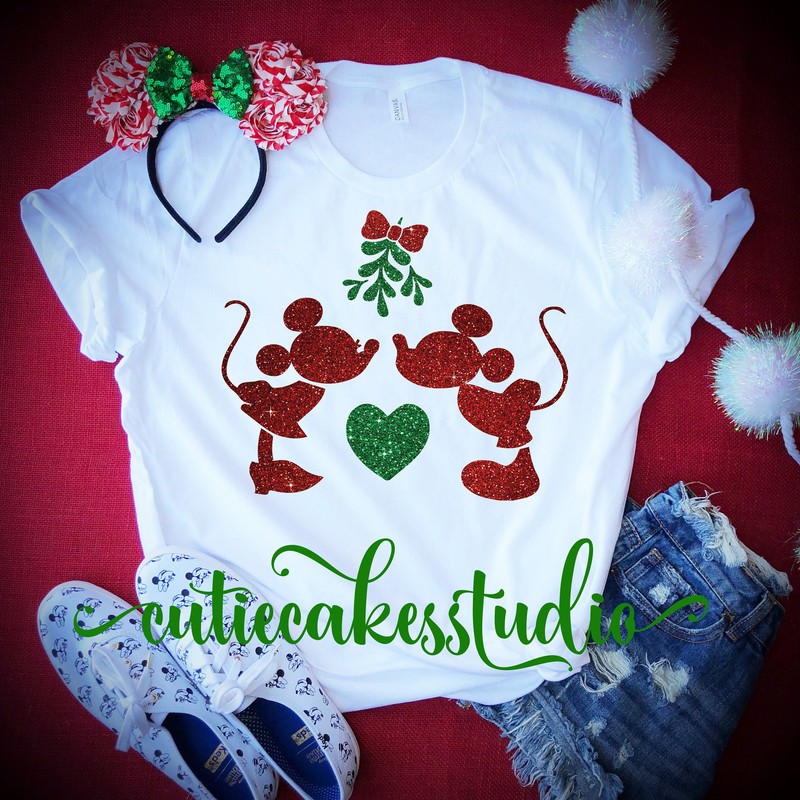 disney Christmas shirt disney shirts for women disney couples shirt Disney Girl Ladies disney shirts women minnie mickey kiss - 1.jpg