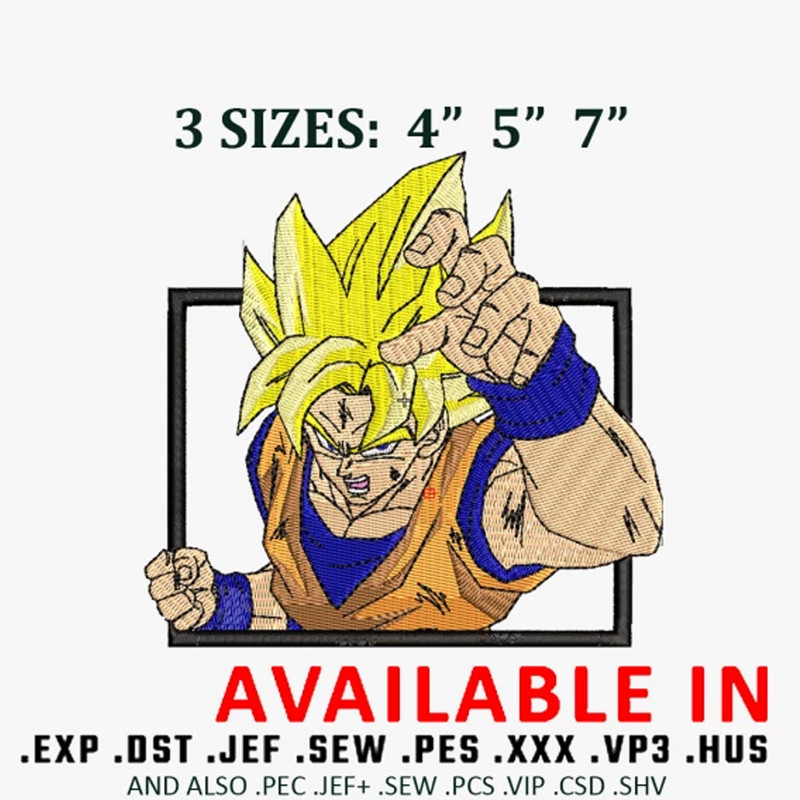 Goku super saiyan 2 embroidery design