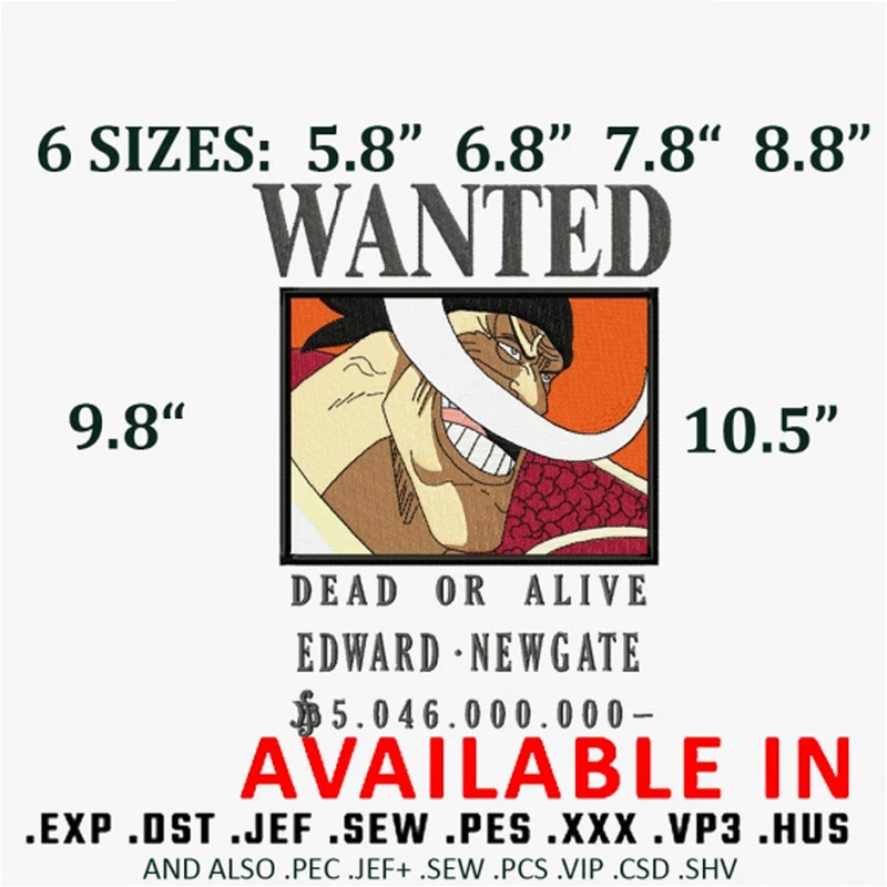 Bounty Whitebeard embroidery design