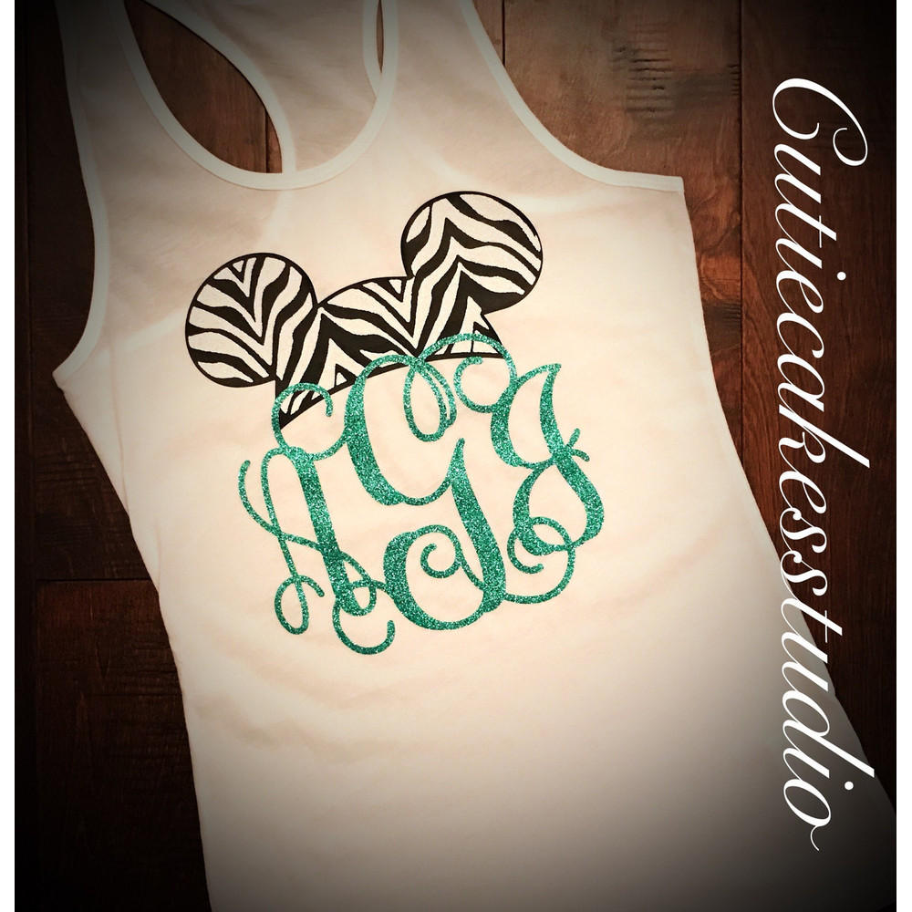 disney zebra animal kingdom tank shirt Minnie mickey mouse Soffe Girl Ladies Outfit custom Personalized hair bow disney world monogram - 1.jpg
