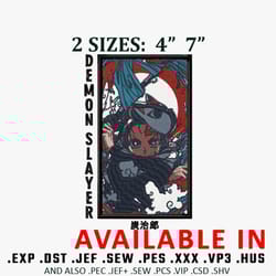 tanjiro demon slayer embroidery design, embroidered shirt, anime design, anime shirt, anime embroidery, digital download