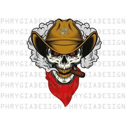 Cowboy Skull Png , Western Skull Svg , Skull Sheriff , Skull Cigar , Skull Clipart , Skull Design , Cowboy Skull , Digit