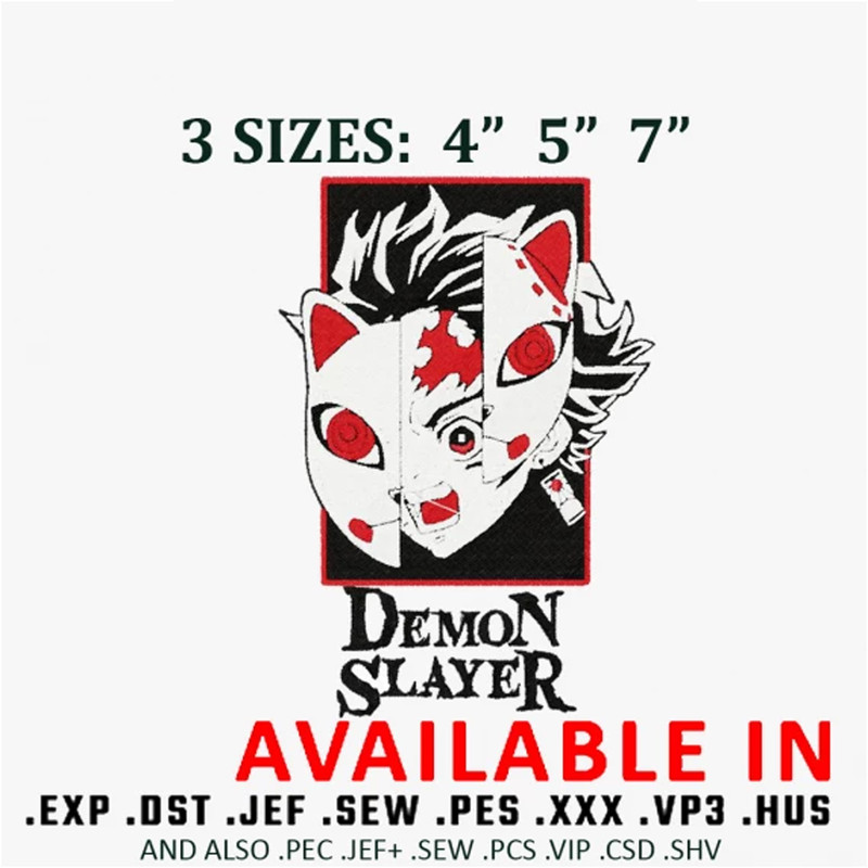 Tanjiro red mask Embroidery Design