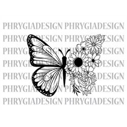 butterfly svg , butterfly flower svg , floral butterfly svg , butterfly svg , flowers svg , digital download , instant d
