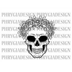 floral skull svg , skull svg , flower skull svg , skull png , flower skull clip art , sugar skull svg , skull vector , s