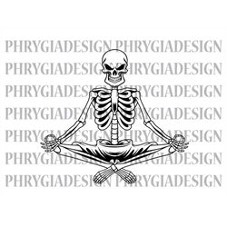 meditating skeleton svg , yoga svg , namaste svg , meditate meditation om aum chakra poses , digital download , instant
