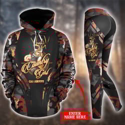 .deer hunting a country girls 2 hoodie & legging 3d all over print custom name h