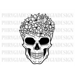 Floral Skull Svg , Skull Svg , Flower Skull Svg , Flower Skull Clip Art , Sugar Skull Svg , Skull Vector , Skull Flower