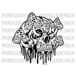 mushroom skull svg , skeleton svg , skull with mushroom svg , skull and mushrooms svg , mystical mushroom skull svg , sk