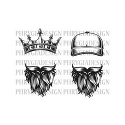 king crown and beard svg , cap and beard svg , beard man svg , crown svg , digital download , instant download