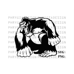 gorilla svg png , angry gorilla svg , gorilla vector , gorilla clipart , gorilla png , gorilla sublimation design , anim