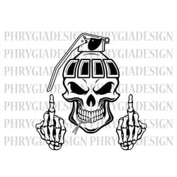 grenade skull svg , skull middle finger svg , skull svg , skeleton svg , skull clipart , digital download , instant down