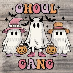 Ghoul Gang png Sublimation, Retro Pink Halloween SVG, Cute Ghosts Halloween SVG DXF EPS PNG