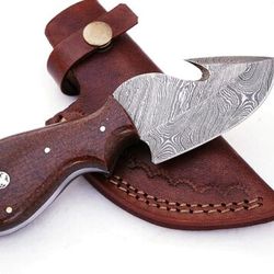 7" custom handmade damascus steel hunting skinner knife camping skinning knife