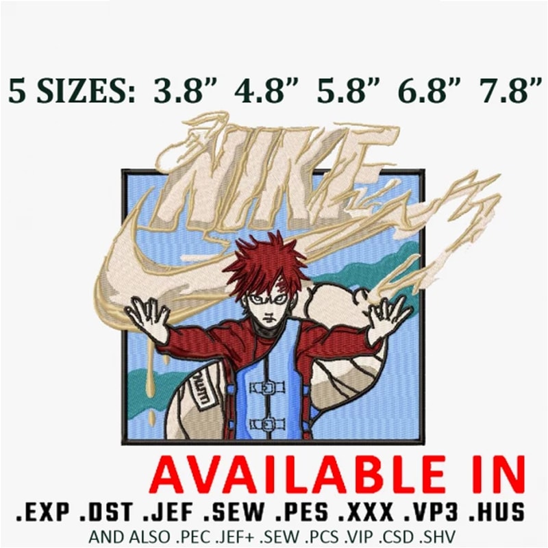 Gaara x nike logo embroidery design