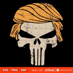 Donald Trump Punisher Skull Svg, Trump Merica Svg, Silhouette Vector Cut File