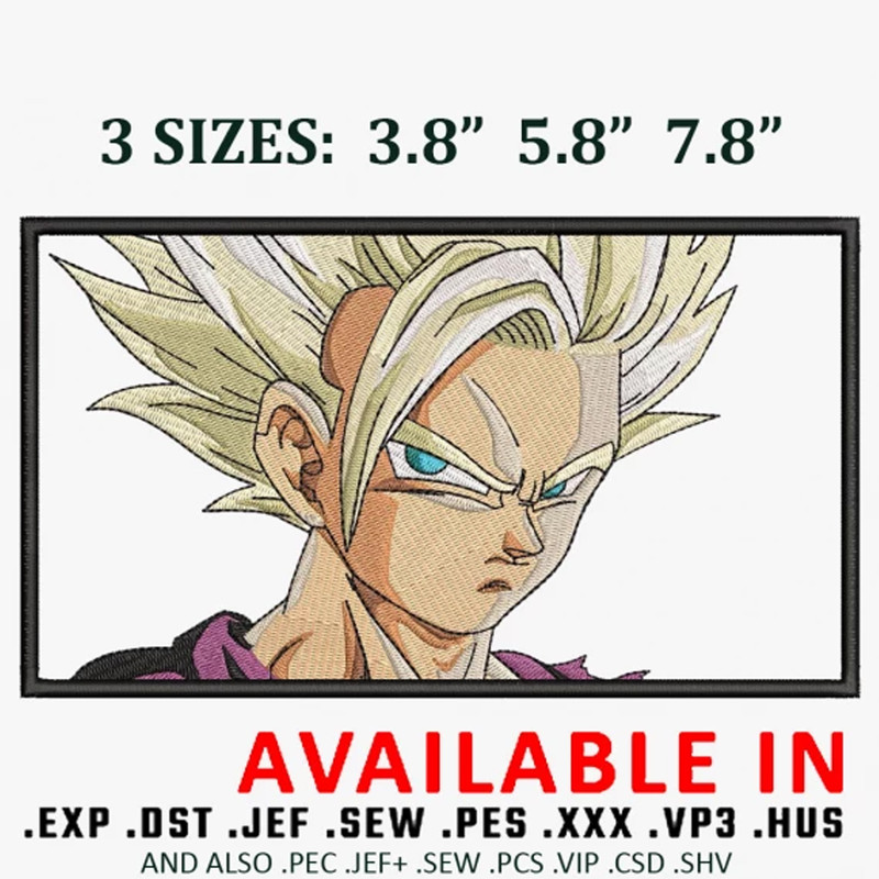 Gohan super saiyan 2 embroidery design